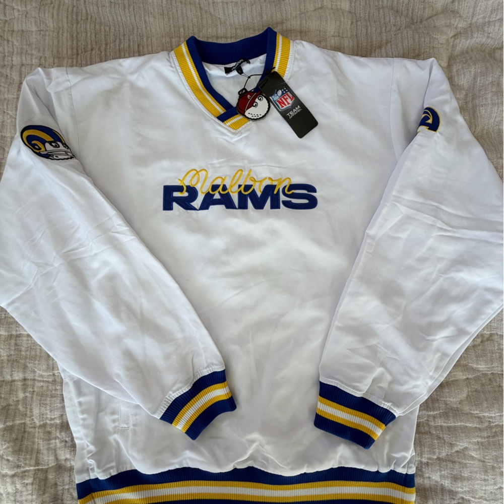 Men’s White Malbon Golf x LA Rams Pullover Jacket